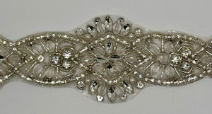 "Lacey" Rhinestone Bridal Belt with pearls and glass beads.