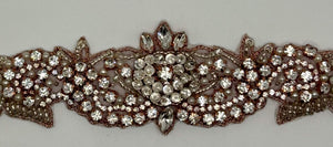 "Mia" Rhinestone Bridal Belt with pearls and glass beads, handmade design.