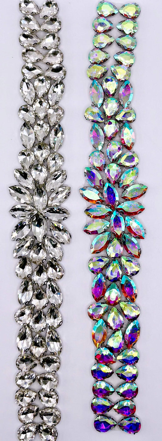 Handmade rhinestone bridal belt with intricate design.