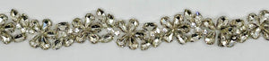 Handmade clear rhinestone bridal belt on silver, approximately 16 inches in length.