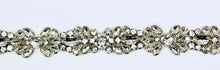 Handmade clear rhinestone bridal belt on silver, approximately 16.5 inches in length.