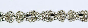 Handmade clear rhinestone bridal belt on silver, approximately 16.5 inches in length.
