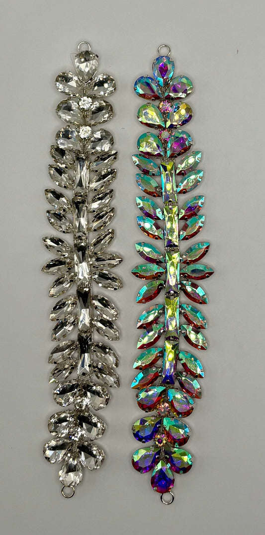 Rhinestone accent on chain, 7 inches long, 1.25 inches wide.