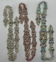 Handmade rhinestone bridal belts with pearls and glass beads in gold.