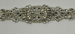 Handmade rhinestone bridal belt with pearls and glass beads in gold.