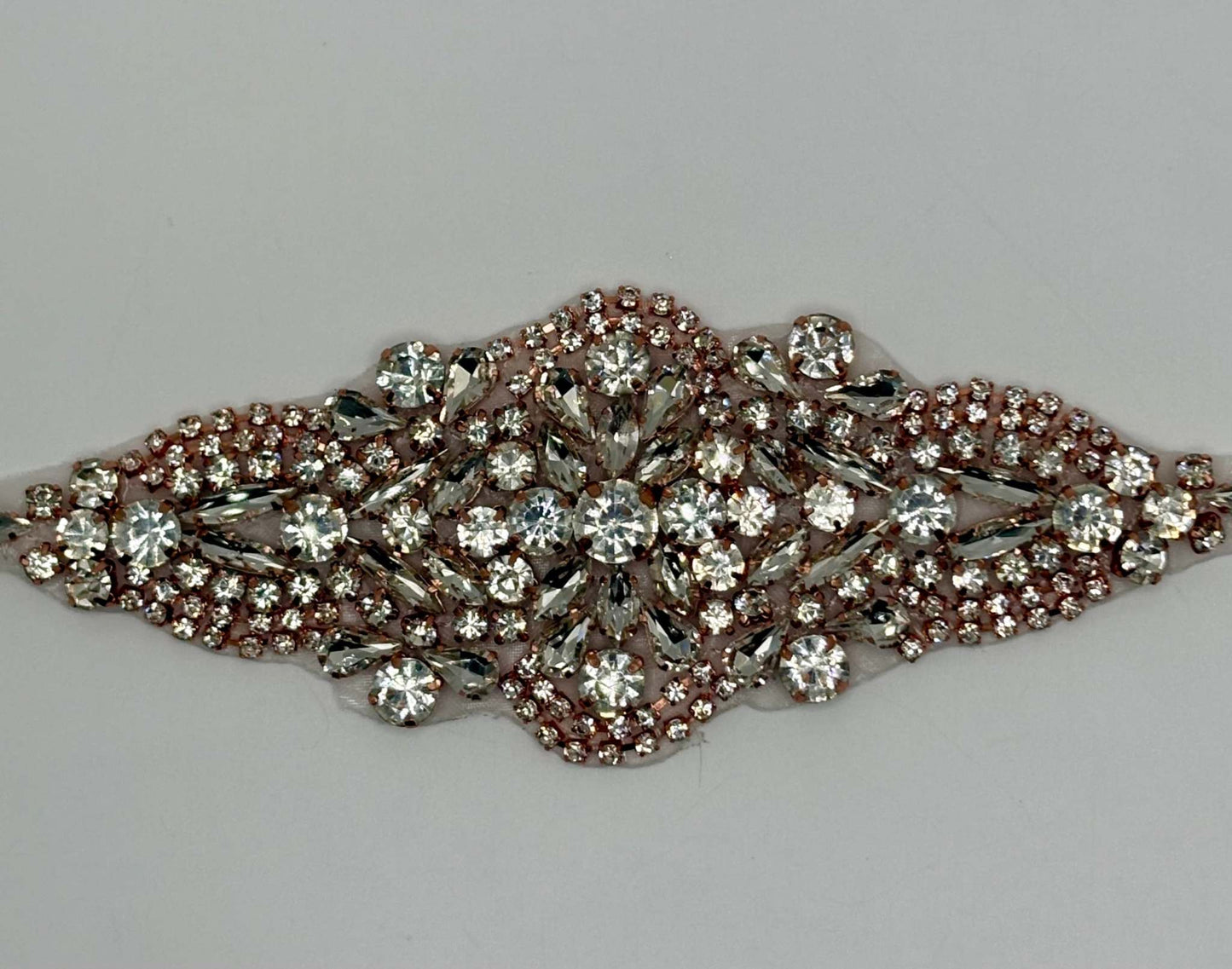 Simply Stunning handmade rhinestone bridal belt detail.