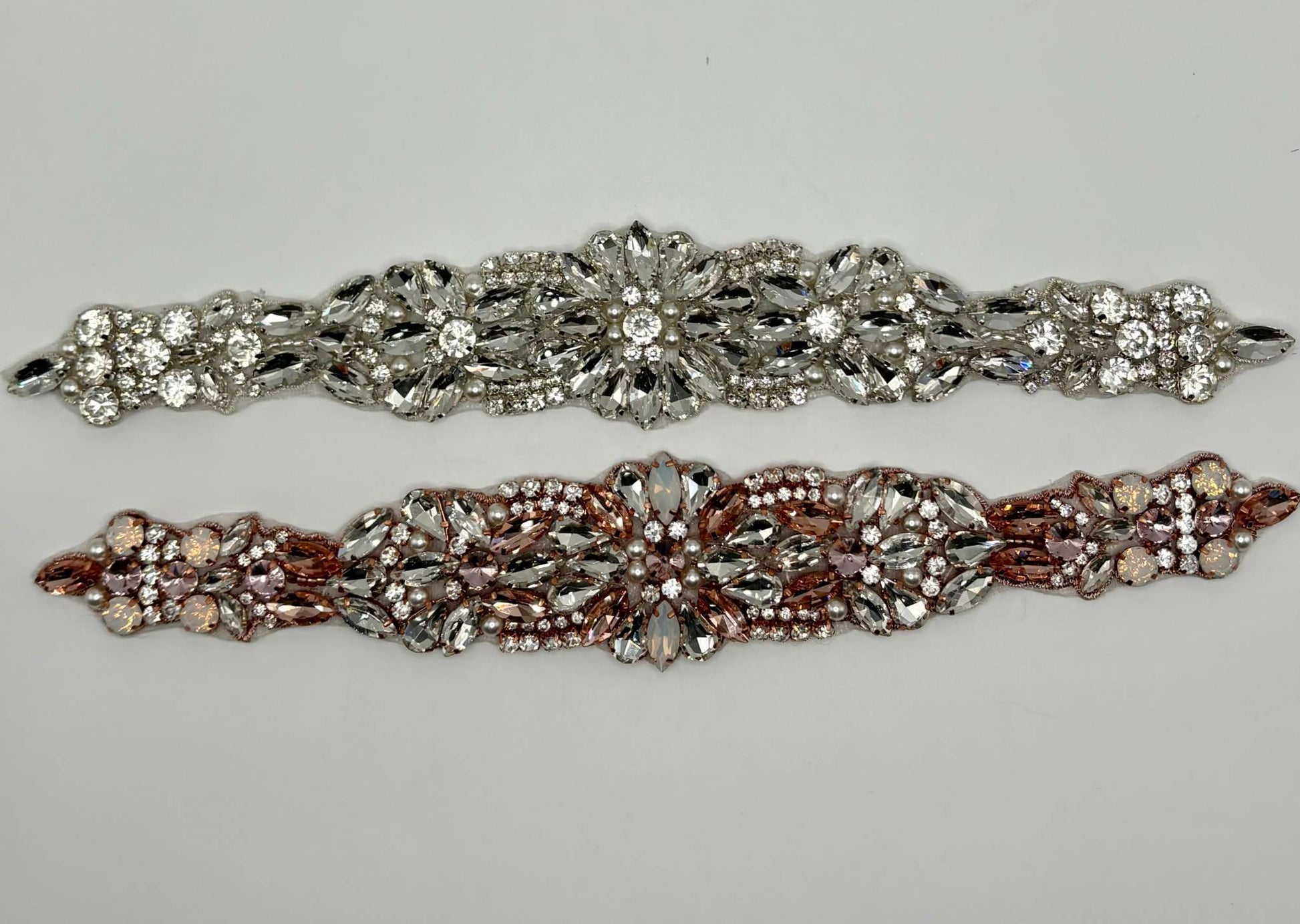 Christine Rhinestone Bridal Belt with opals, handmade design.