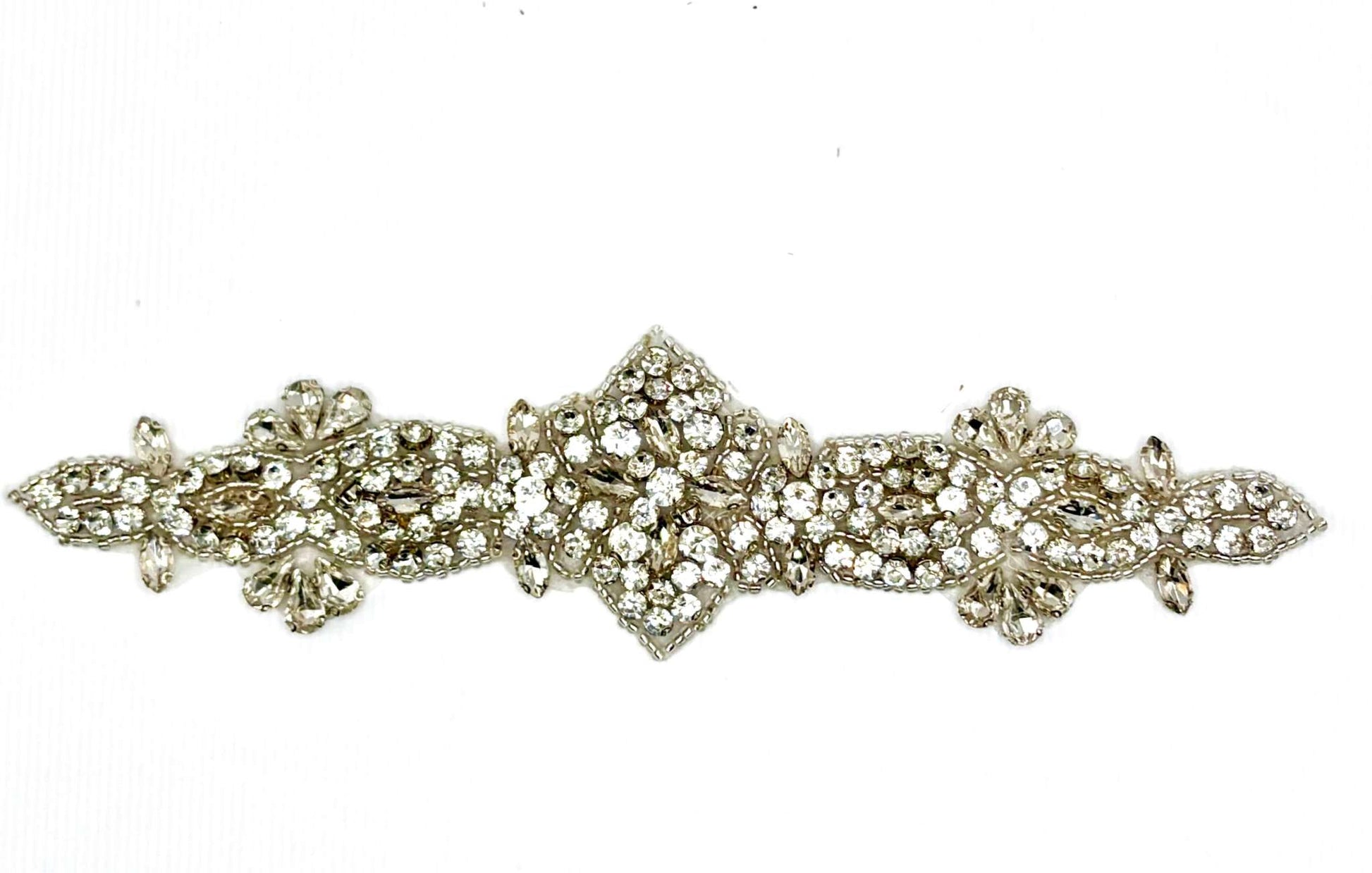 Camille Rhinestone Bridal Accent, handmade clear rhinestone design, approximately 8 inches in length.