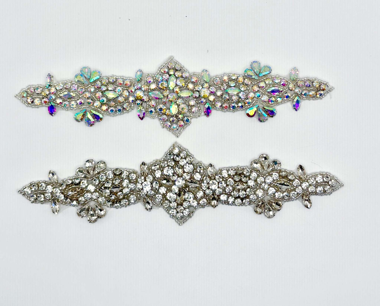 "Camille" Rhinestone Bridal Accent, handmade clear design, 8-inch length.