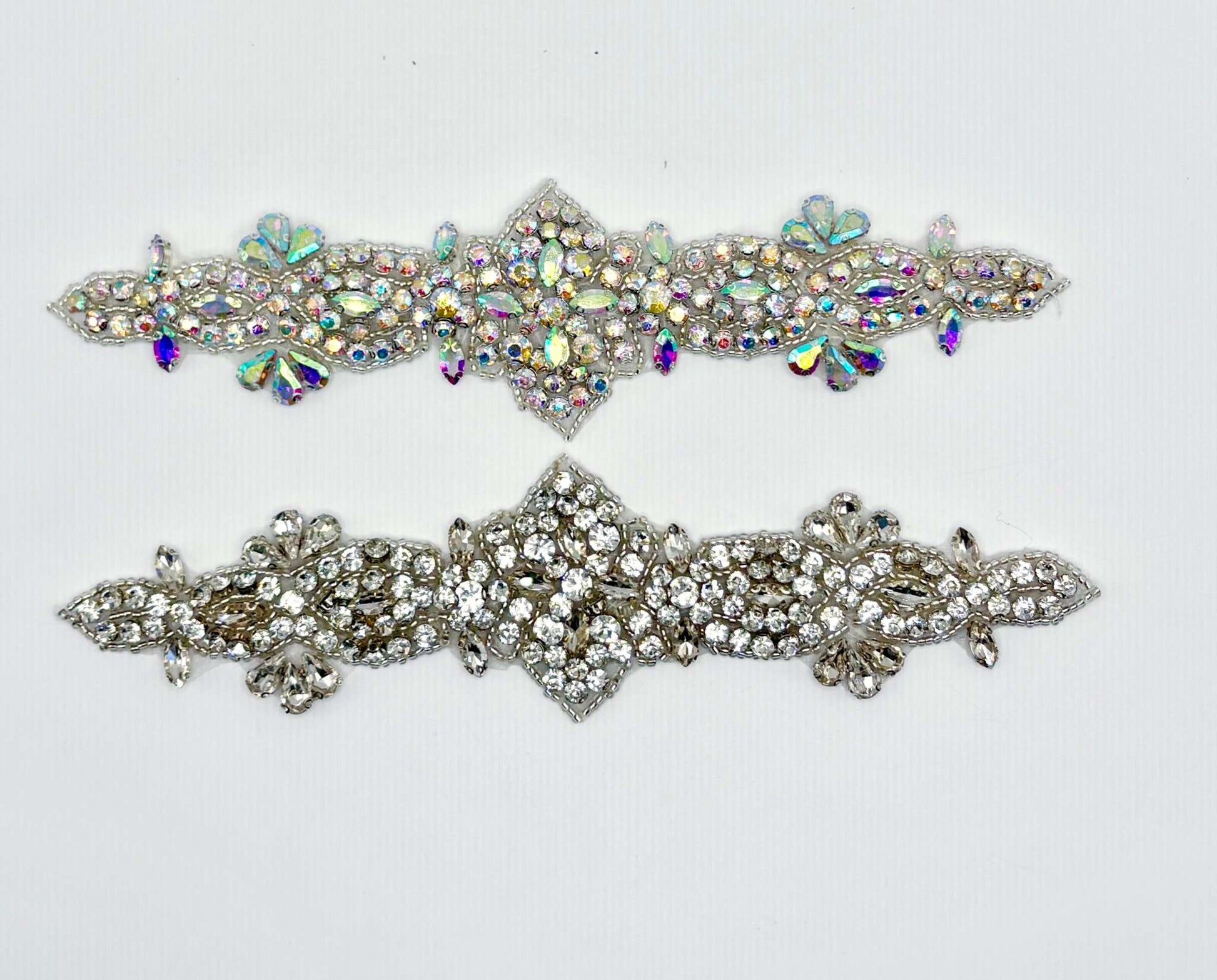 "Camille" Rhinestone Bridal Accent, handmade clear design, 8-inch length.