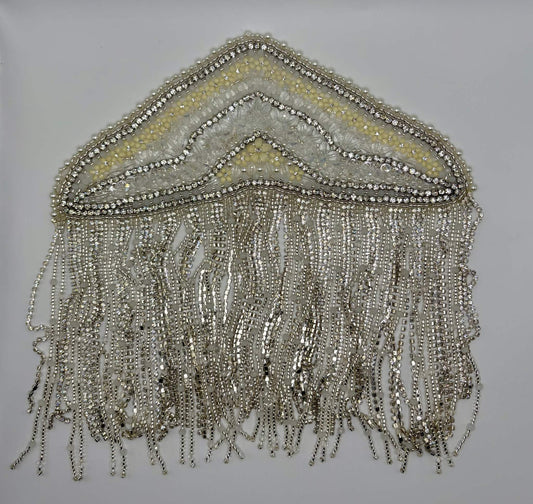 Rhinestone accent with beaded fringe opulent handmade accessory.