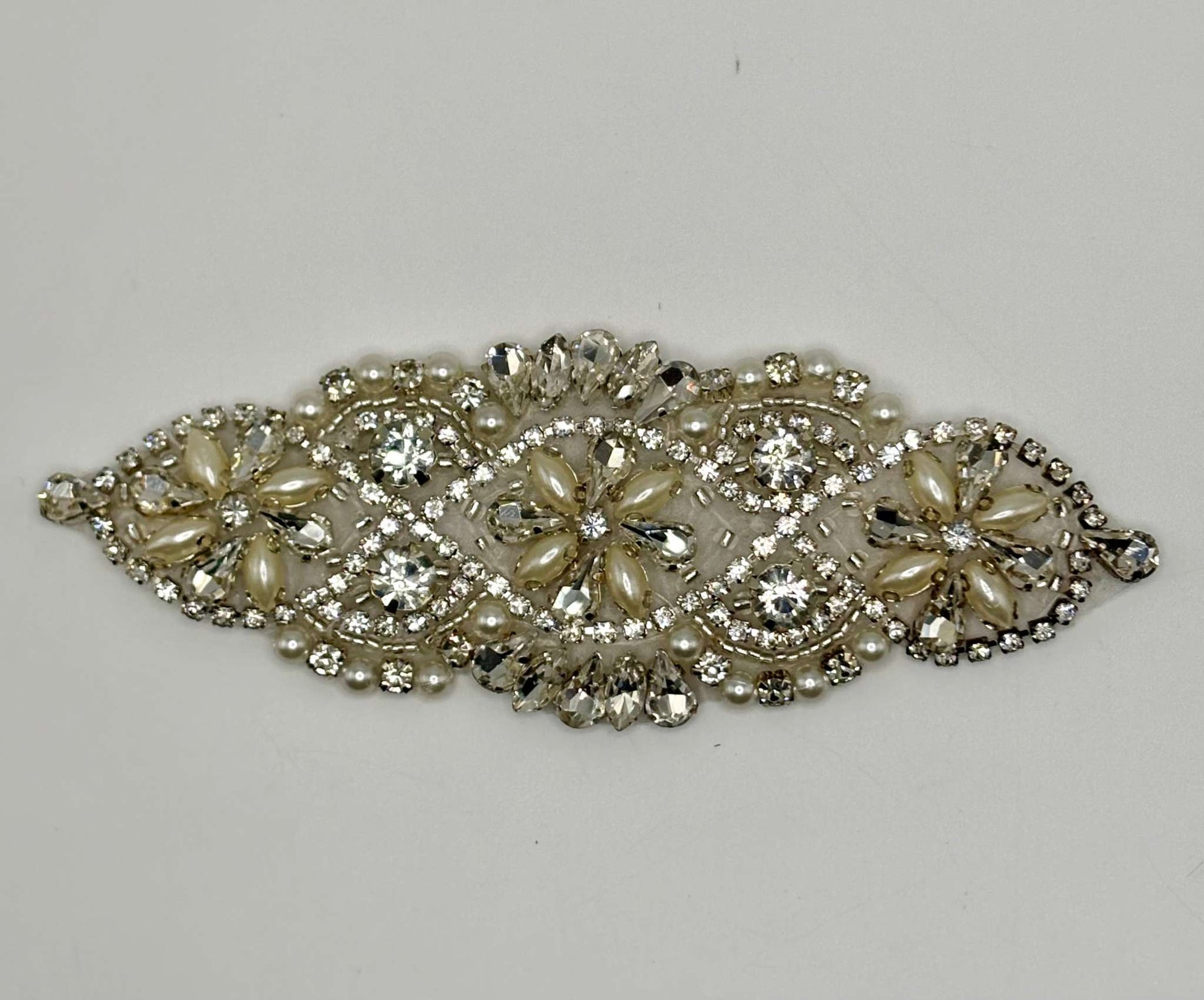 Petite Victorian small rhinestone and pearl bridal accent, handmade design.