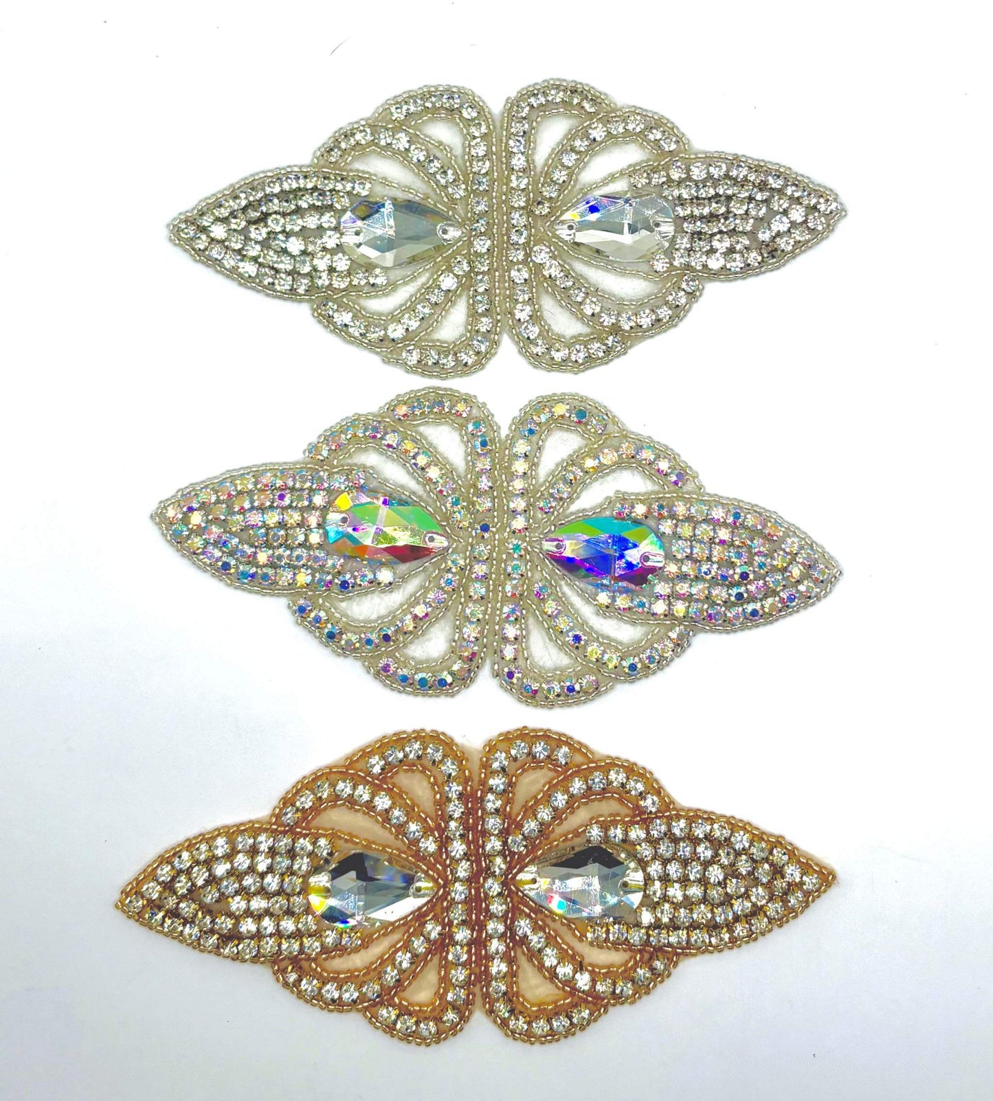 Handmade rhinestone accent in three colors, approximately 6 inches in length.