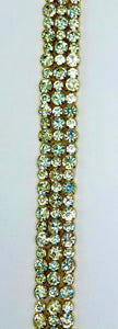 "Claire" 3 Row Rhinestone Yardage, handmade, approximately 1 inch wide.