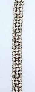 "Claire" 3 Row Rhinestone Yardage, handmade crystal trim.