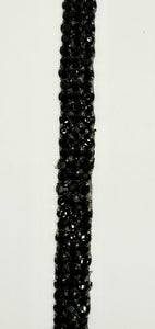 "Claire" 3 Row Rhinestone Yardage, handmade black rhinestones, 1 inch wide.