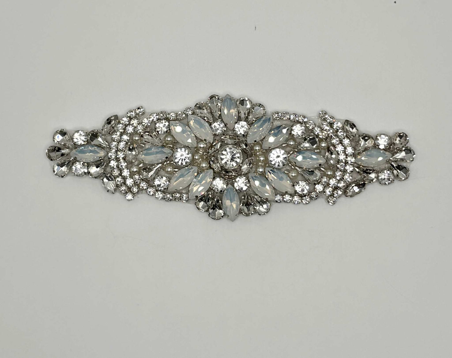 Mini Olivia handmade rhinestone accent with opals, 6 inches in length.