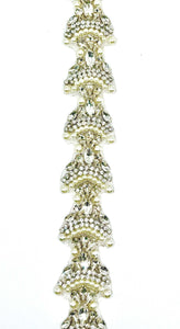 "Olivia" Rhinestone and Pearl Yardage, handmade, 1 1/2" width.