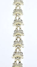 Handmade "Olivia" rhinestone and pearl yardage with opal options, 1.5-inch width.