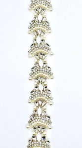 Handmade "Olivia" rhinestone and pearl yardage with opal options, 1.5-inch width.