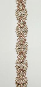 "Miss Charm" rhinestone and pearl handmade trim, 1/12" wide.