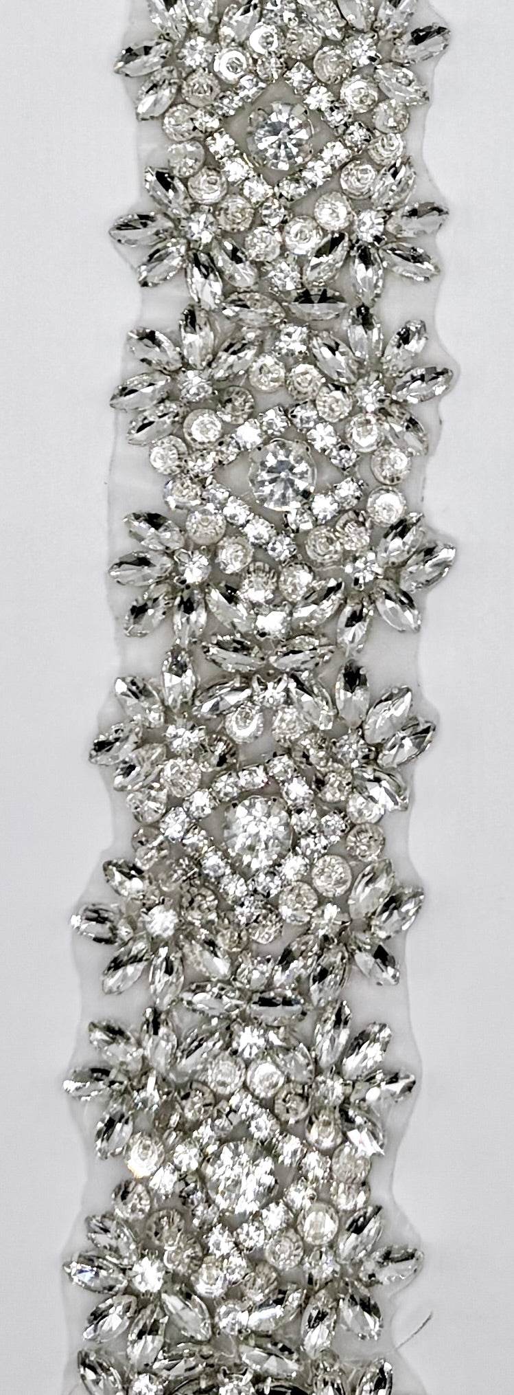 Carolina Rhinestone Yardage, handmade, 1.5-inch wide decorative trim.