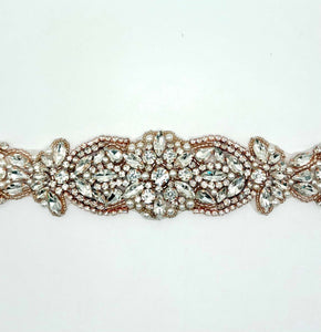 Chamberlain Sash bridal belt with rhinestones and pearls.