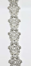 Crowning Glory handmade rhinestone and pearl trim with silver settings, 3-inch width.