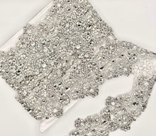 Crowning Glory rhinestone and pearl trim, handmade with clear rhinestones on silver settings.