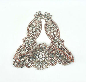 Handmade "Majestic" rhinestone belt with rhinestone and glass bead design.