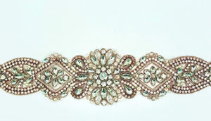 Handmade "Majestic" Rhinestone Belt with glass beads, bridal accessory.