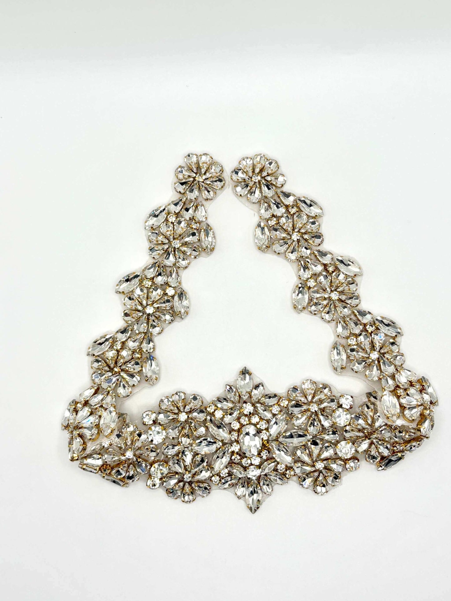 Carina rhinestone belt accent in silver with clear and AB stones.