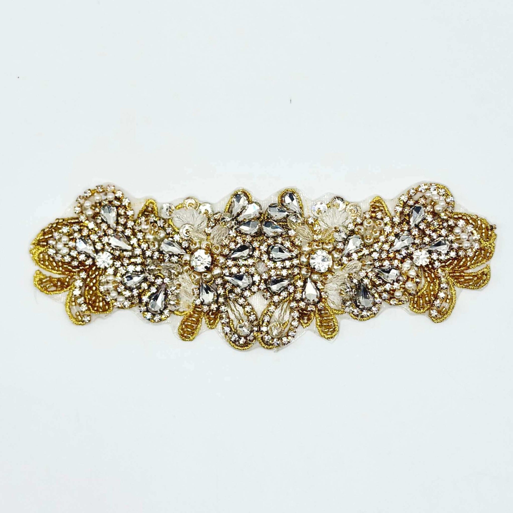 Petite Lady Di rhinestone and pearl bridal belt with glass beads.