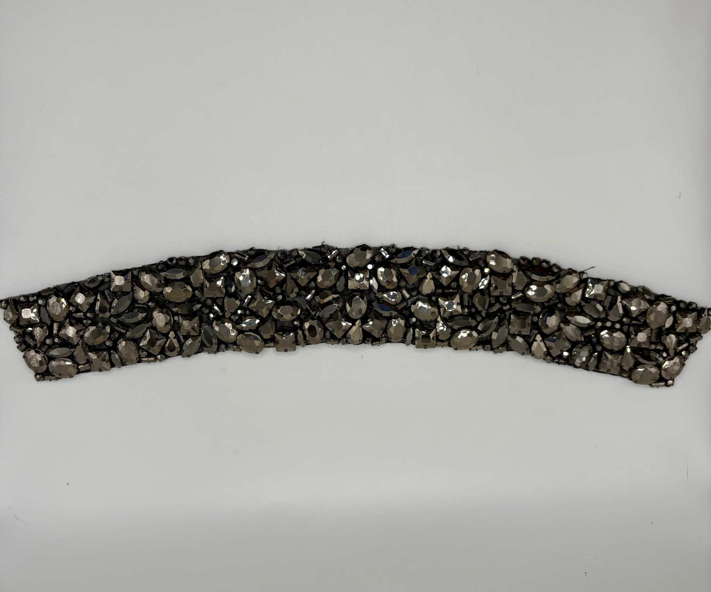 Handmade mixed rhinestone choker with silver stones, 11.5 inches in length.