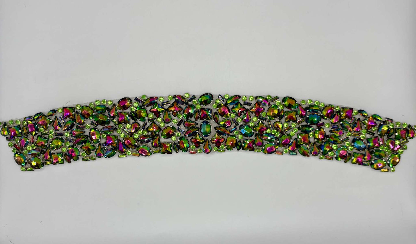Handmade mixed rhinestone choker with colorful gems.