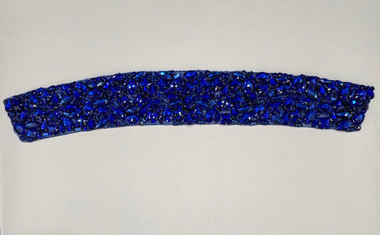 Handmade mixed rhinestone choker in deep blue, approximately 11.5 inches in length.