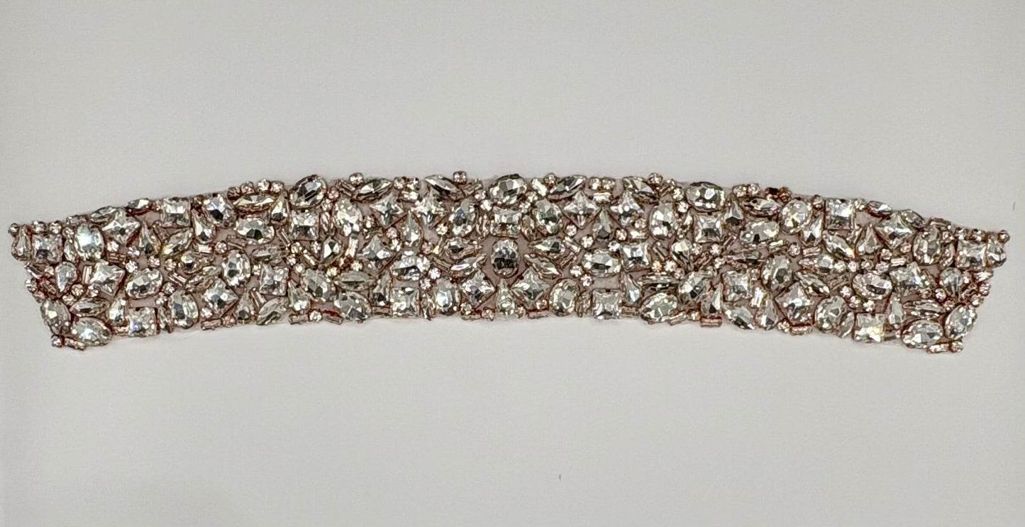 Handmade mixed rhinestone choker, approximately 11 1/2 inches in length.