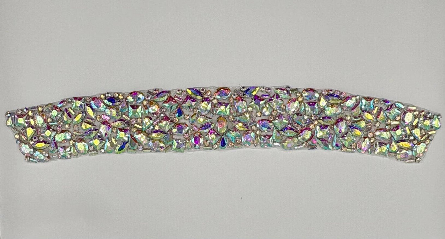 Handmade mixed rhinestone choker, 11.5 inches long.