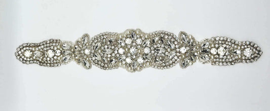 "Pearl Rose" Rhinestone Bridal Belt with Pearls, elegant handmade wedding accessory.