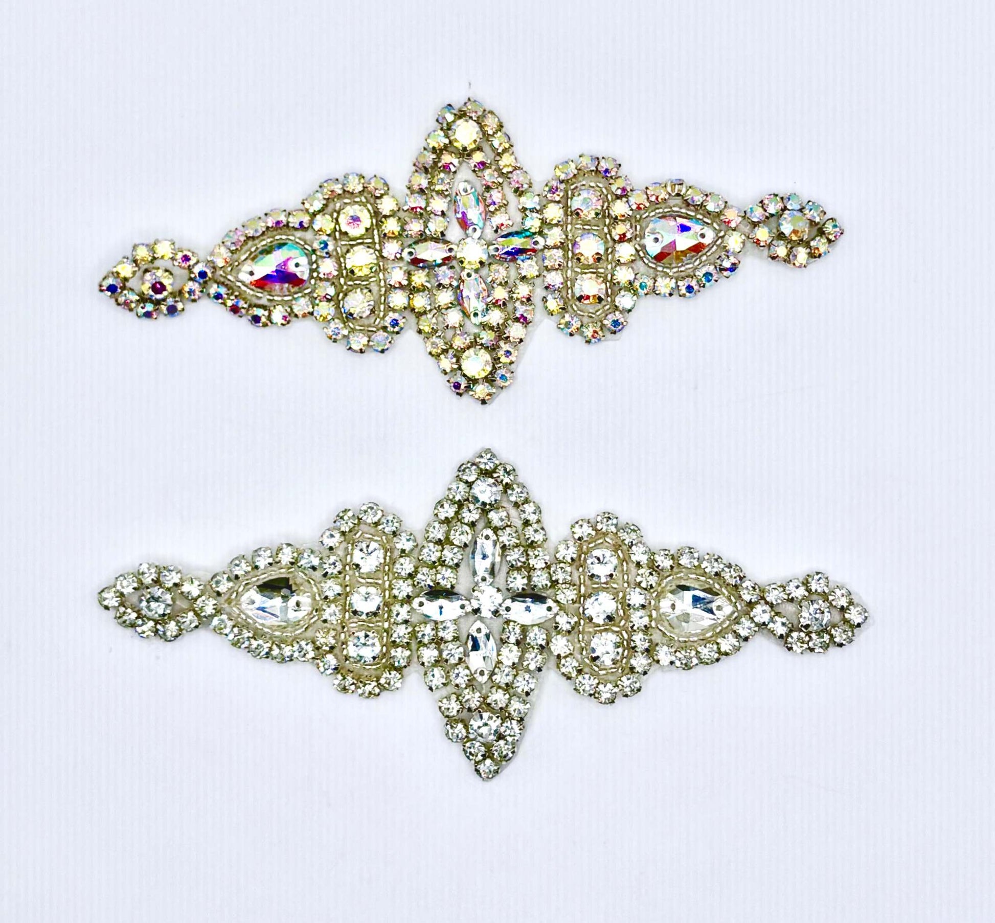 Cami Rhinestone Applique bridal belt accents with intricate handmade design.