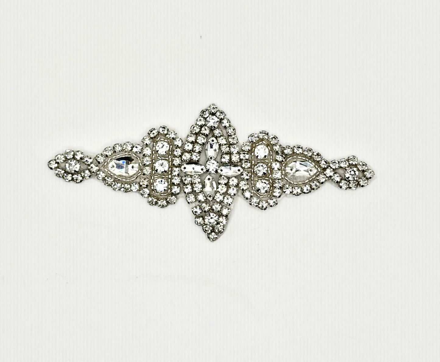 Cami Rhinestone Applique Bridal Belt Accent with intricate handmade design.