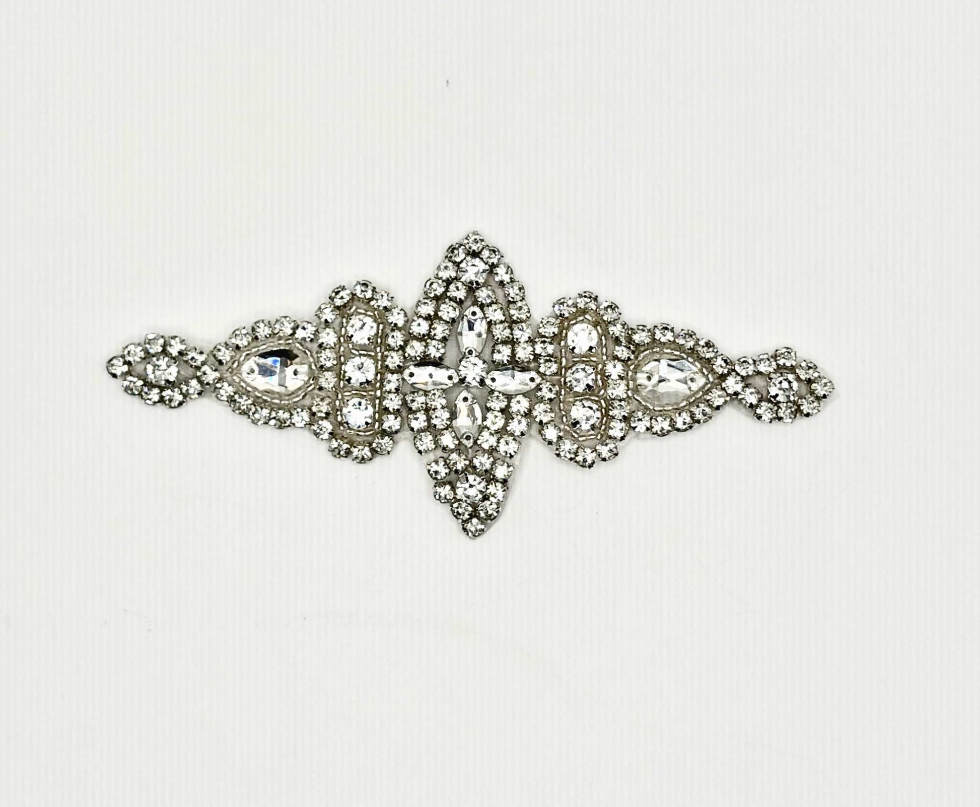 Cami Rhinestone Applique Bridal Belt Accent with intricate handmade design.